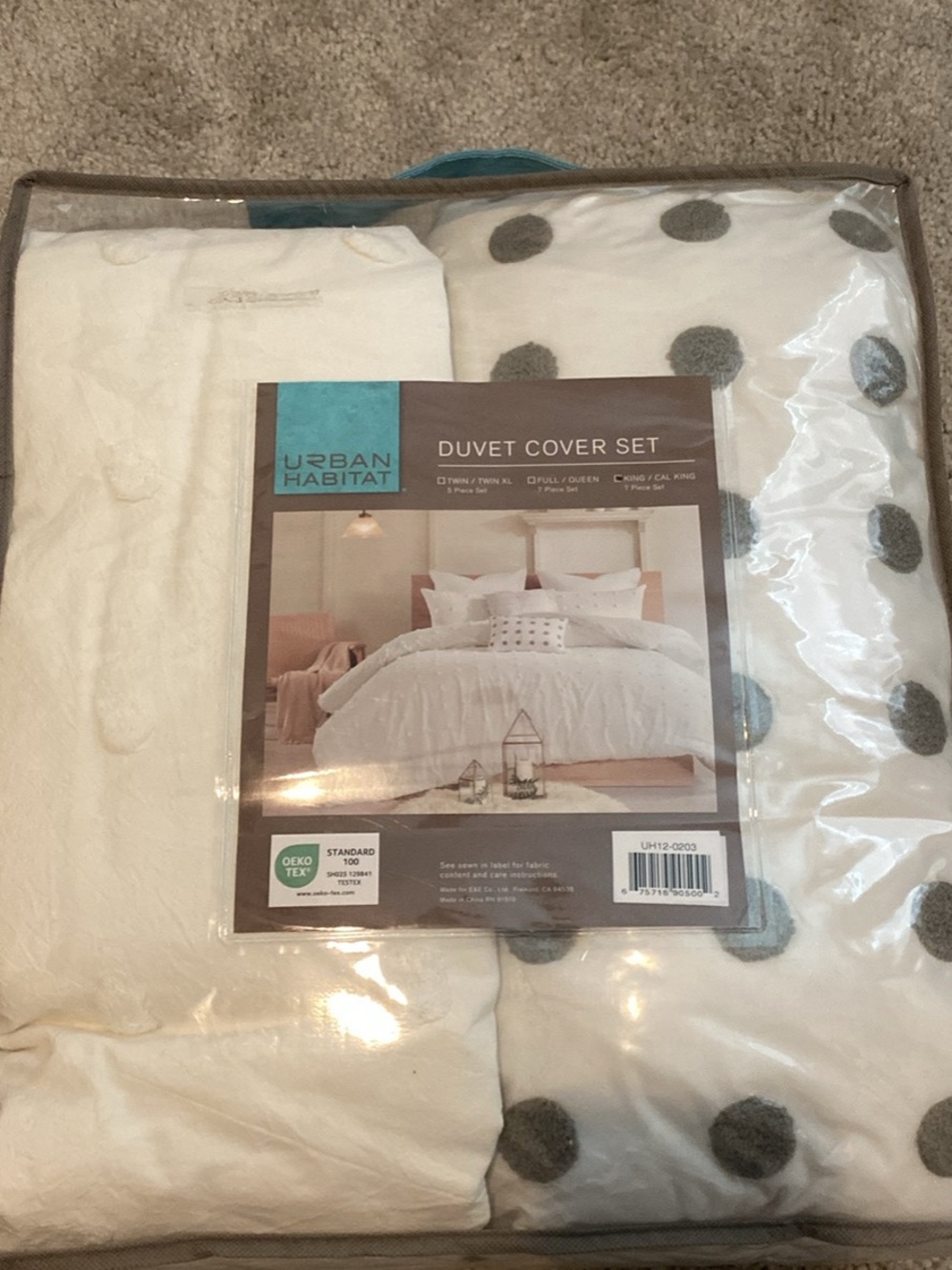 NEW Urban Habitat Cream and Gray Polka Dot Duvet Cover Set